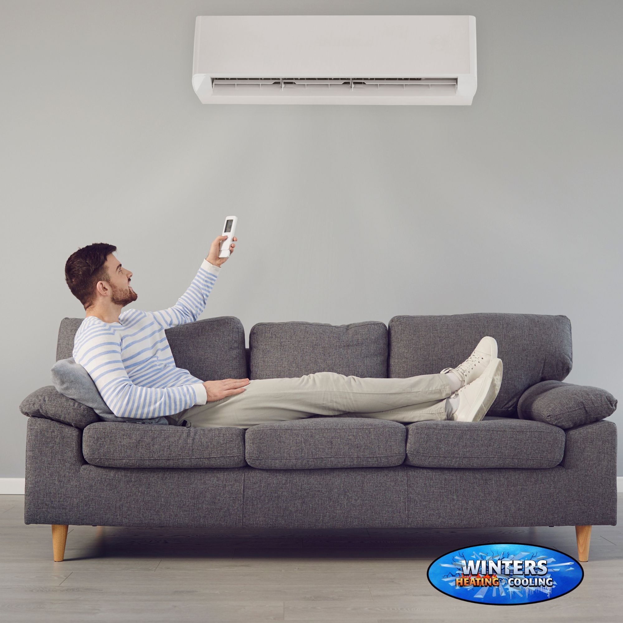 man enjoying indoor air conditioning