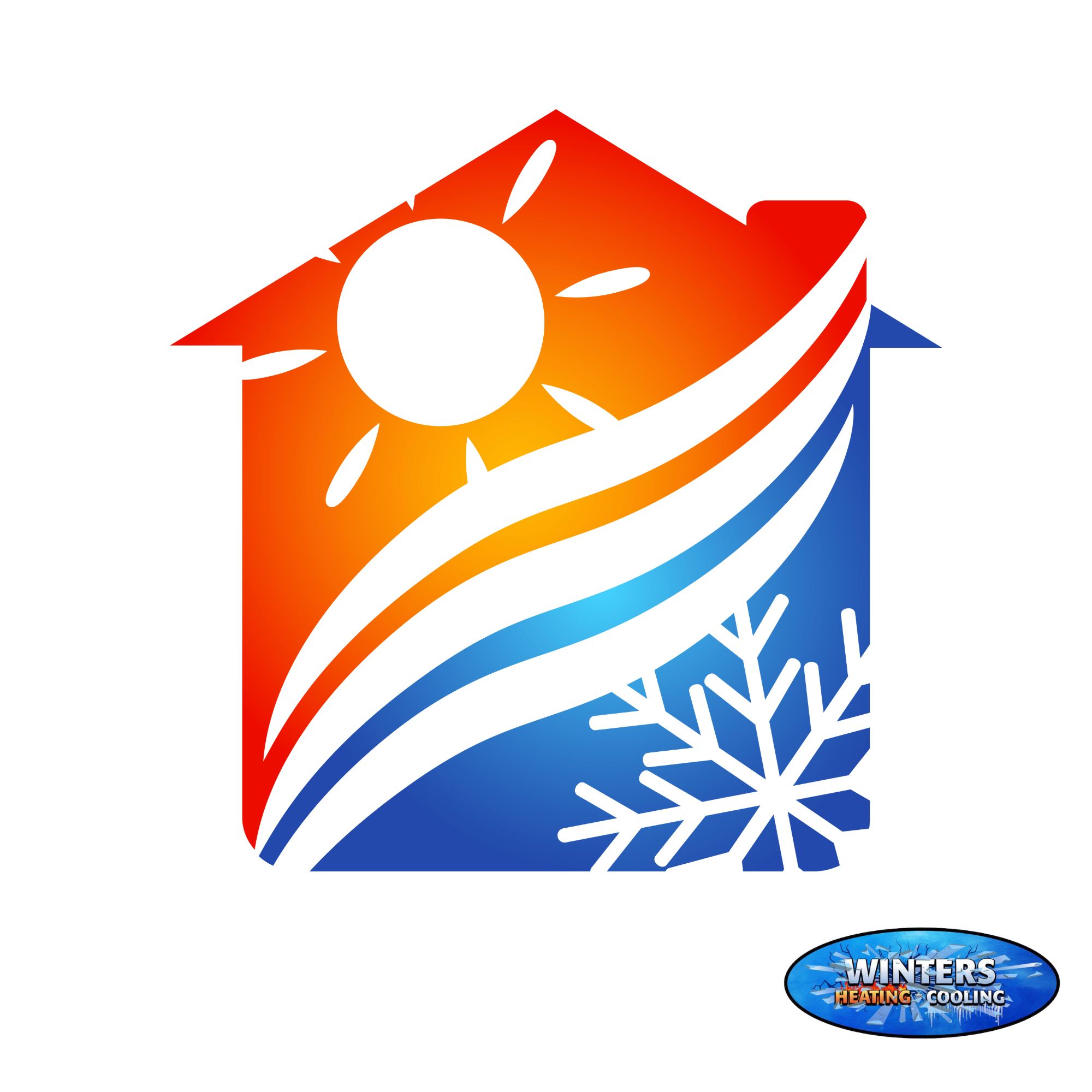 graphic icon of a home half hot and half cold