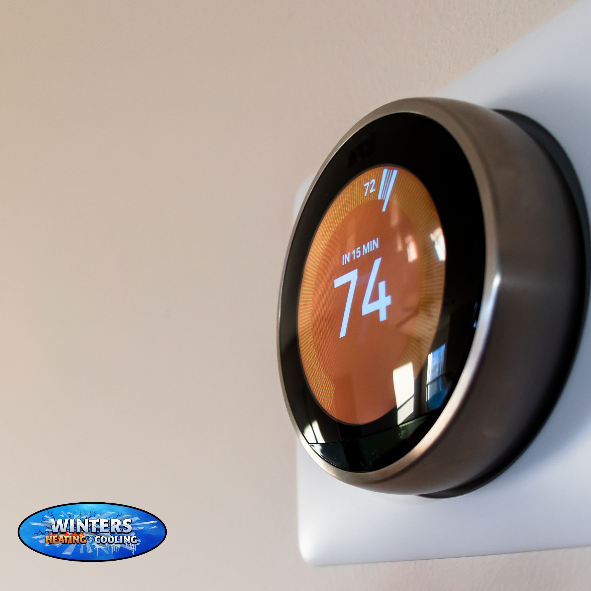 smart thermostat on a wall